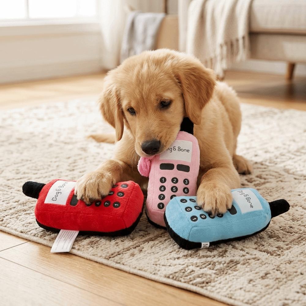 Soft Plush Plush Phone Toy Squeaky Built-in Cat Chew Toy Cuddle Toy Dog Interactive Toy Daily Play синий