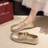 French Silver Mary Jane Single Shoes Women's 2025 Summer and Autumn New Models with Skirts Are Beautiful and Not Tired, Flat Ballet Single Shoes