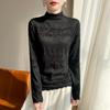 Women's Chic High-Neck Lace Trim Jacquard Knit Sweater