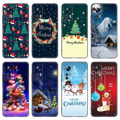 Snow Merry Christmas Phone Case For Xiaomi Mi 10T 11i 11T Note 10 11 Lite NE F1 POCO F3 M3 X3 GT NFC M4 X4 Pro 5G Black Cover