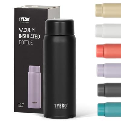 TYESO 200ml Stal Nierdzewna Woda Próżniowa Łatwa do Szerokiego Kawa Odpowiednia dla Dorosłych i Czarny Termos, Butelka, Lekki, Smukły, Izolowany, Izolowany,