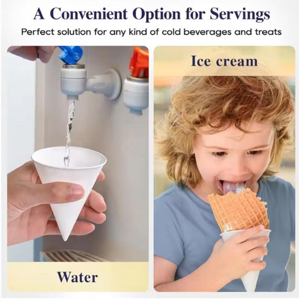 200pcs Leakproof White Paper Cone Cups 3.7/4.5 OZ Shaved Ice Cups Practical Ice Cream Cup  Water