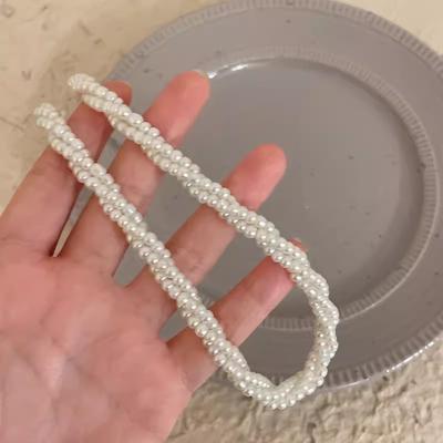 Multi-Layer Twining Pearl Choker Necklaces For Women Girls Vintage Elegant Geometric Beaded Necklaces Jewelry Accessories