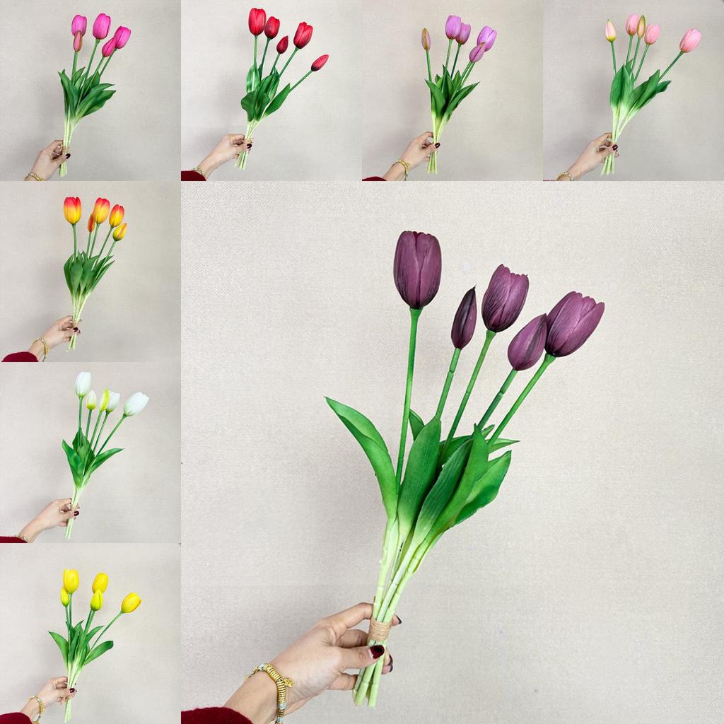 Artificial Tulipa Gesnerianacenterpiece With Realistic Silicone Material For Event Decor