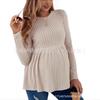 Long-Sleeve Solid Color Maternity Pullover T-Shirt