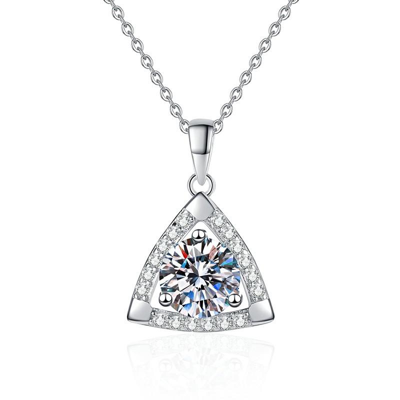 Geometric Moissanite Pendant Necklace 1ct D Color Chain Women