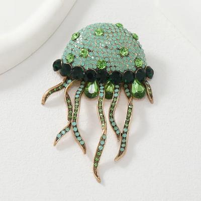 New Creative Tassel Full Crystal Jellyfish Brooch Cute Women's Winter Sweater Brooches Classic Dual Purpose Accessory Corsage