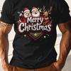 Mens Short Sleeve Cotton Christmas Happy Simple Santa Claus and Reindeer Print Soft Comfortable Breathable Street Hip Hop Daily