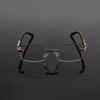 Men Metal Leopard Rimless Anti Blue Light Glasses - Vintage  Rectangle Style, Metal Frame for Business & Casual Wear