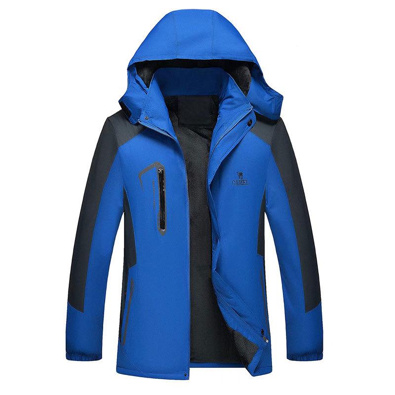Men's Hooded Waterproof Jacket Winter Mountaineering Snow Warm Jacket Softshell Hooded Thickened Jacket