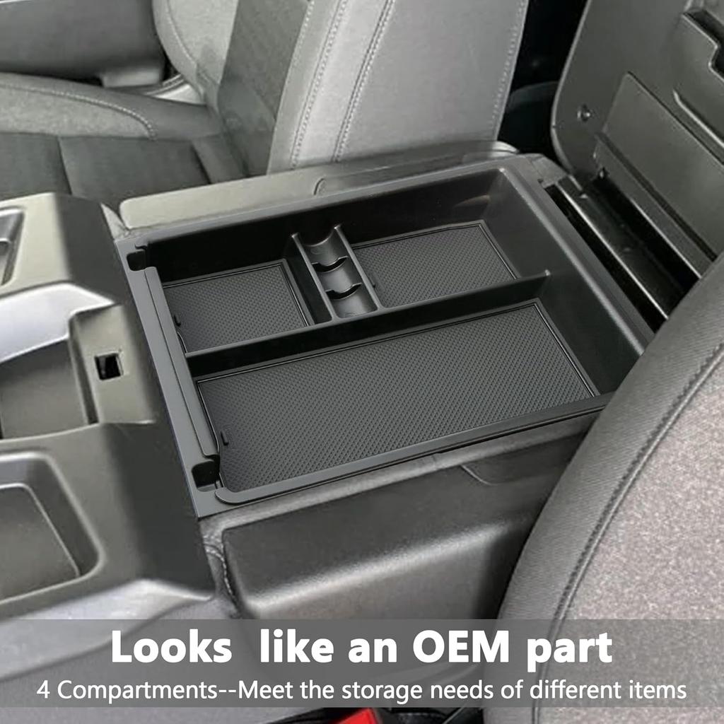 Center Console Organizer Tray Compatible With -2025 2026 Chevrolet Silverado/GMC Sierra 1500, -2026 Silverado/Sierra 2500HD 3500HD, Armrest Storage