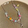 Candy round necklace women's summer niche design sweet color beaded clavicle chain bracelet