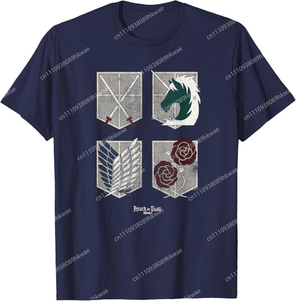 Attack On Titan Four Shields Trainee Military Corps Garrison Fashion Casual Funny Tshirt S6xl Summer