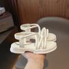 Summer Girls Beach Shoes Versatile Soft Solid Color Non-slip Children Fashion Casual Sandals PU Open-toe Slip-on Breatheable PU