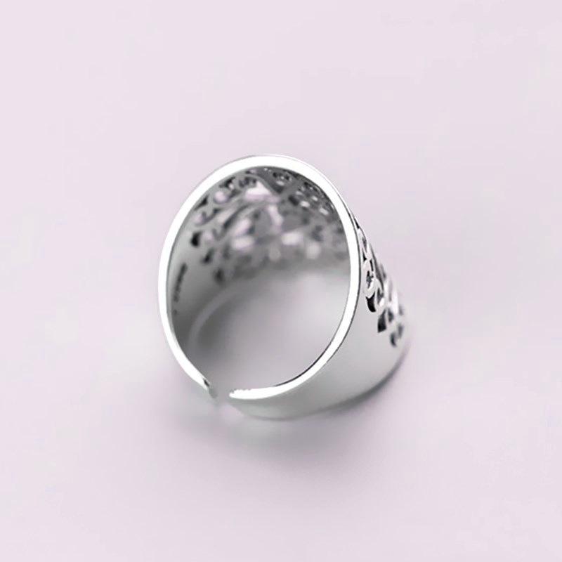 Versilberter Retro Wolkenmuster Verstellbarer Ring