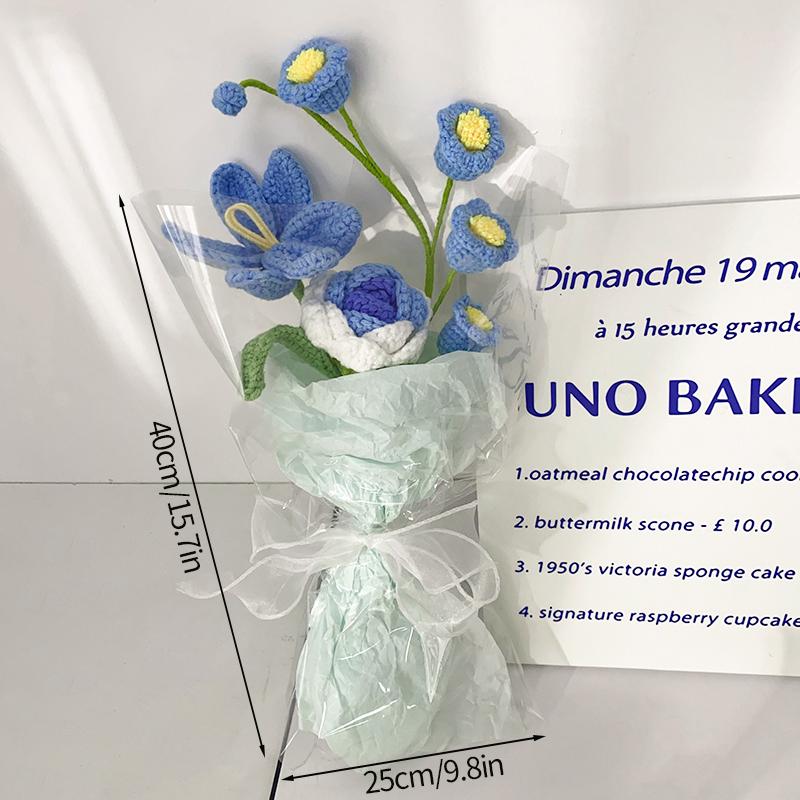 

Crochet Flower Bouquet Hand Woven Flowers Ins Knitted Flower Bouquet Wedding Party Room Decor Mother s Day Gifts коричневый