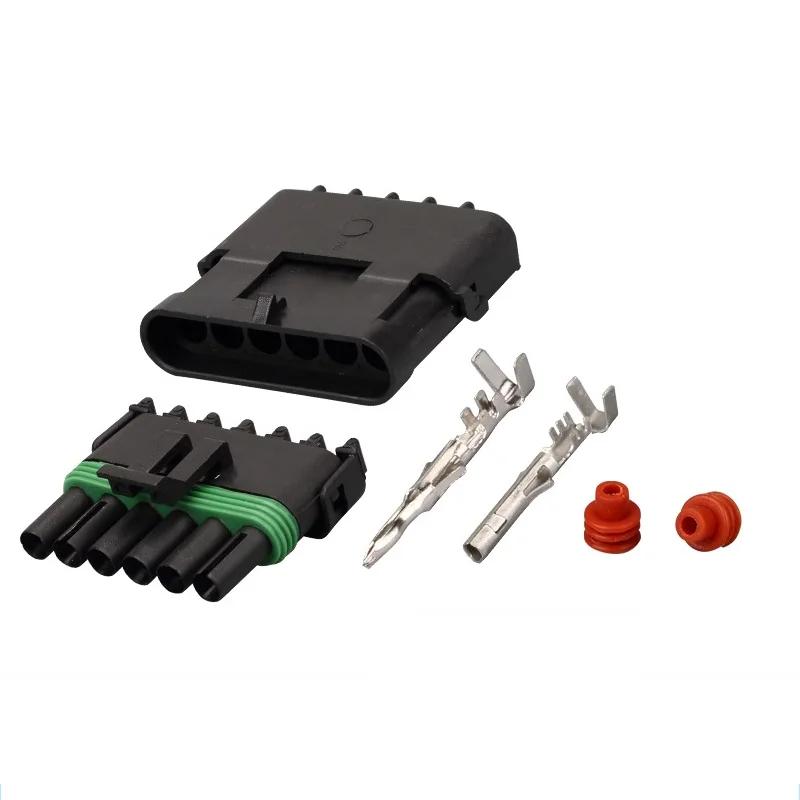 5/20/100sets 1 2 3 4 6Pin Way Delphi 2.5 GM Automotive Female Male Weather Pack Electrical Socket Plug -Automobile Connectors