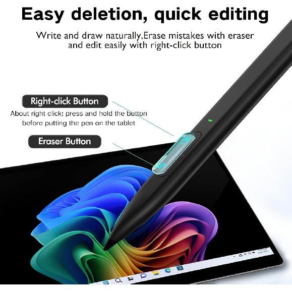 Slim Pen 2 for Microsoft Surface Pro11,Made for Copilot+Pc Surface Pro11,Screen-Paper Dualuse Pen Tip,with 4096 Pressure, for Surface