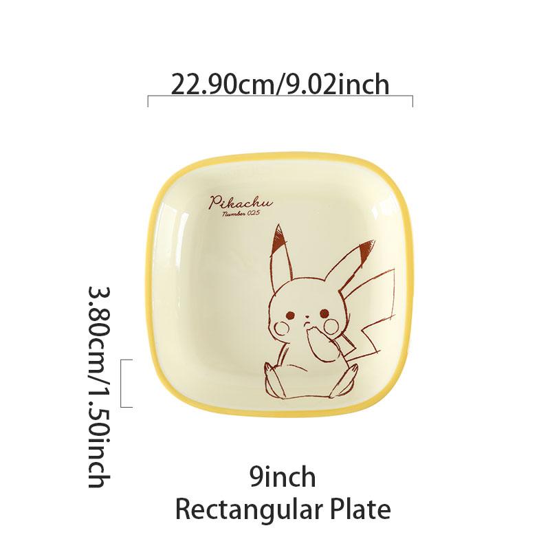 SHUNXIANG Pokémon Keramik Geschirrset Pikachu Cartoon Muster Keramik Schüssel Teller Gericht Speiseteller Mikrowellengeeignet Geschirr