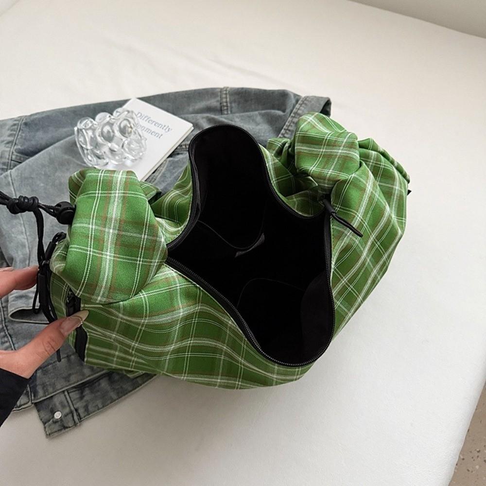 Japanese Plaid Shoulder Bag Vintage Women's Tote Bag Ins Plaid Crossbody Bag  Girls