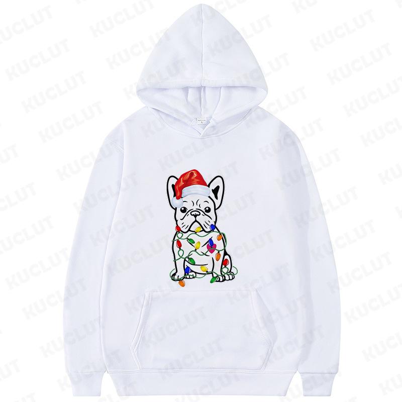 Funny French Bulldog Dog E Christmas Hoodies Woman Y2K