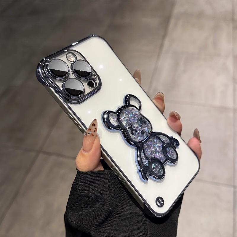Borderless, Suitable for Apple 16proMax, Sand Violent Bear Phone Case, IPhone15 Ultra-thin Anti-drop Case