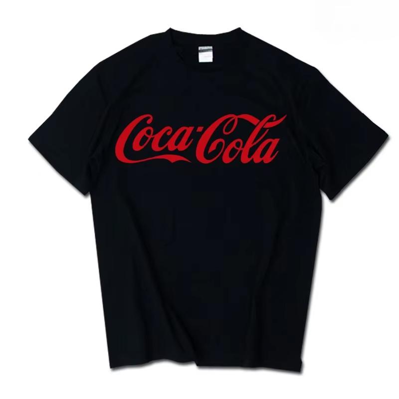 T-shirt Classica con Stampa Logo Cocacola Unisex Unisex Casual Larga Cotone Manica Corta Maglietta Retrò Streetwear Top Unisex