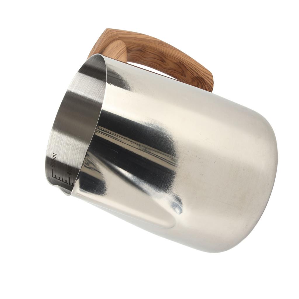 Milk Frothing Cup Inner Scale 304 Stainless Steel Dripless Spout Coffee Steaming Pitcher with Handle Original Color