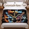 Music Guitar Theme Soft Blanket Personalized Custom Name Text Print Warm Blanket Home Sofa Bedroom Decor