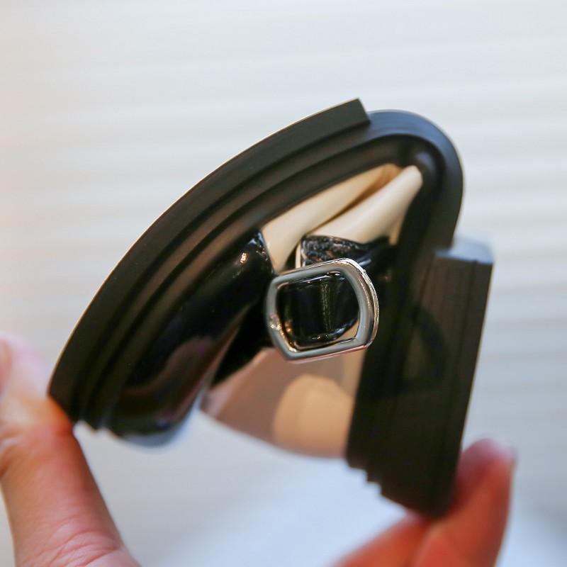 Zapatos de cuero de PU para niños, zapatos planos de charol para niñas, zapatos de princesa Vintage para escuela, color negro y Beige