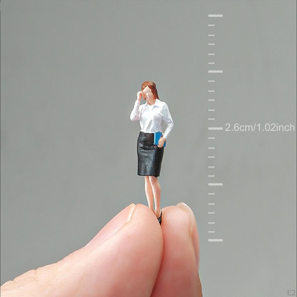 1/64 People Figure Hand Painted Collection Micro Landscape Female Secretary Miniature for DIY