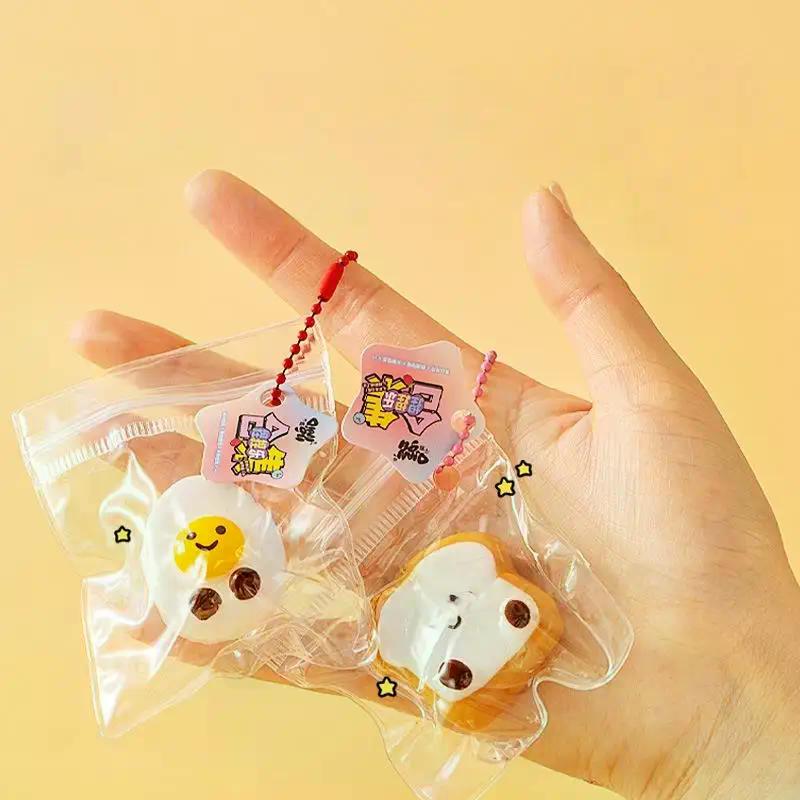 5Pcs Bread Dumping Food Stress Relief Squeeze Toys Mini Mochi Toys Sensory Pinch Fun Party Favor Gift Keychain PendantHot Sale