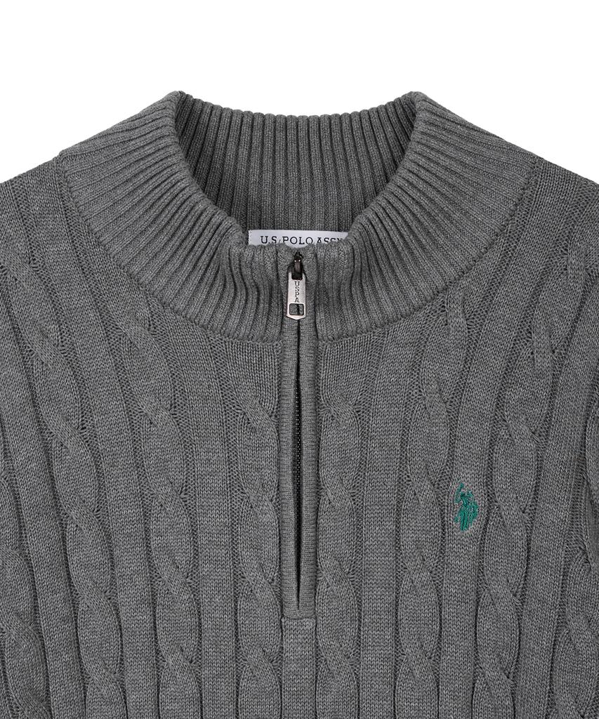 USPOLOASSN Cable Half-Zip Knit_Melange Gray