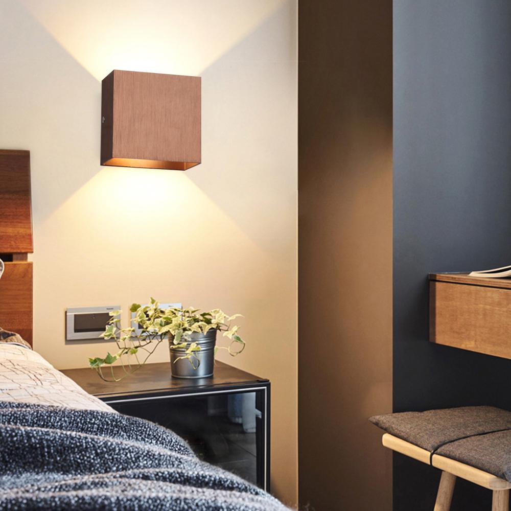 Modern Indoor Wall Lamps Simple Square Wall Lamps Bedroom Living Room Lighting Fixtures Aluminum Gold/Coffee Colored Lights