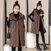 Autumn and Winter Women's Solid Color Vest Hooded Loose Long Windproof Warm Sleeveless Women's Jacket