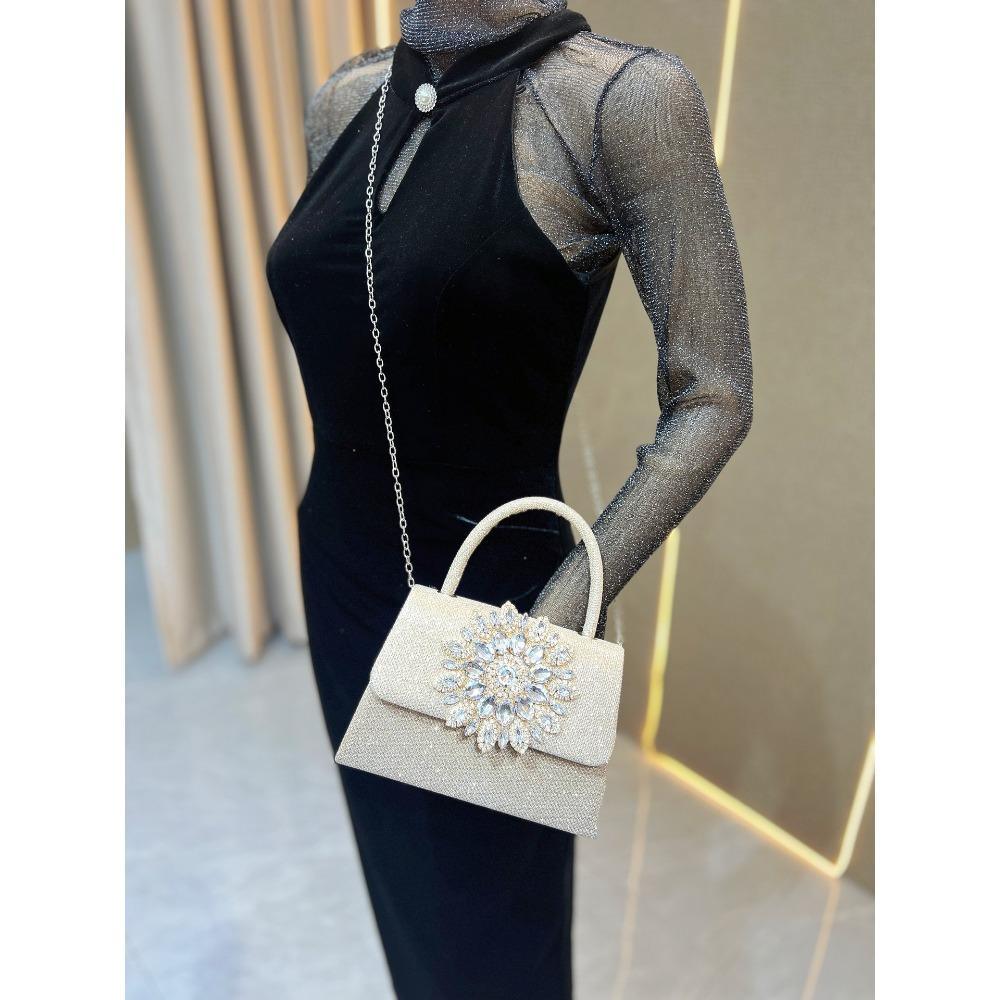 New Fashion Women Bag,Vintage Rhinestone Chain Square Bag,Diamond Handbag Crossbody Evening Bag