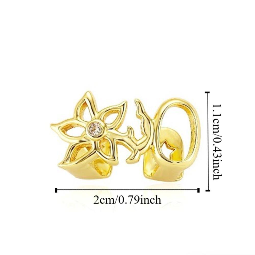 Glossy Finish Double Hollow Flower Grillz Silver Irregular Shape Tooth Grills Teeth Grillz  Party
