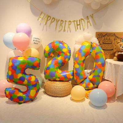 Colorful Dreamy Number Balloons for Baby's First Birthday Decoration