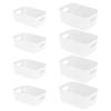 RAIN QUEEN Storage Storage Small Item White Plastic Polypropylene Storage Set of for Organizing Small Desktop with for Living and Kitchens Baskets,