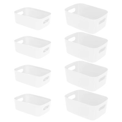 RAIN QUEEN Storage Storage Small Item White Plastic Polypropylene Storage Set of for Organizing Small Desktop with for Living and Kitchens Baskets,
