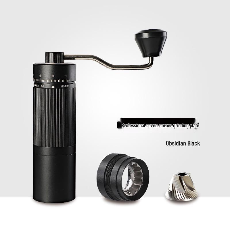 Stainless Steel Manual Coffee Grinder with External Adjustment and Seven-Star Ghost Teeth for Pour-Over Brewing