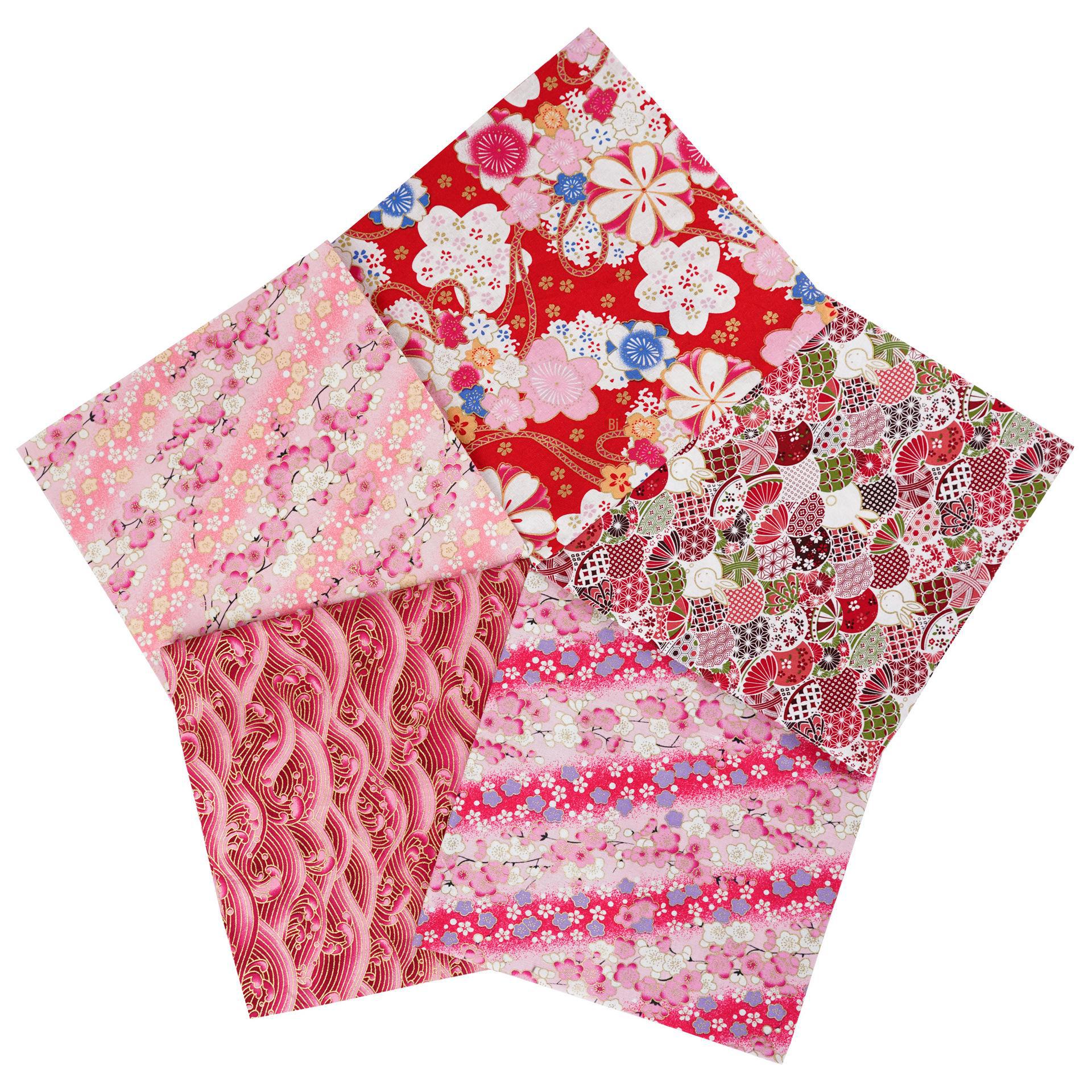 

Комплект хлопковой ткани с цветочным узором в японском стиле: 5 цветных пэчворков для проектов своими руками