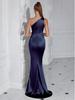 European & American Fashion Ruched One-Shoulder Bodycon Slit Evening Dress – Sexy Goddess Style