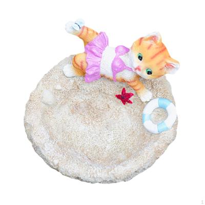 Garden Statue Bird Feeder Cat Gardening Gift Decorative Sculpture Animal Bath for