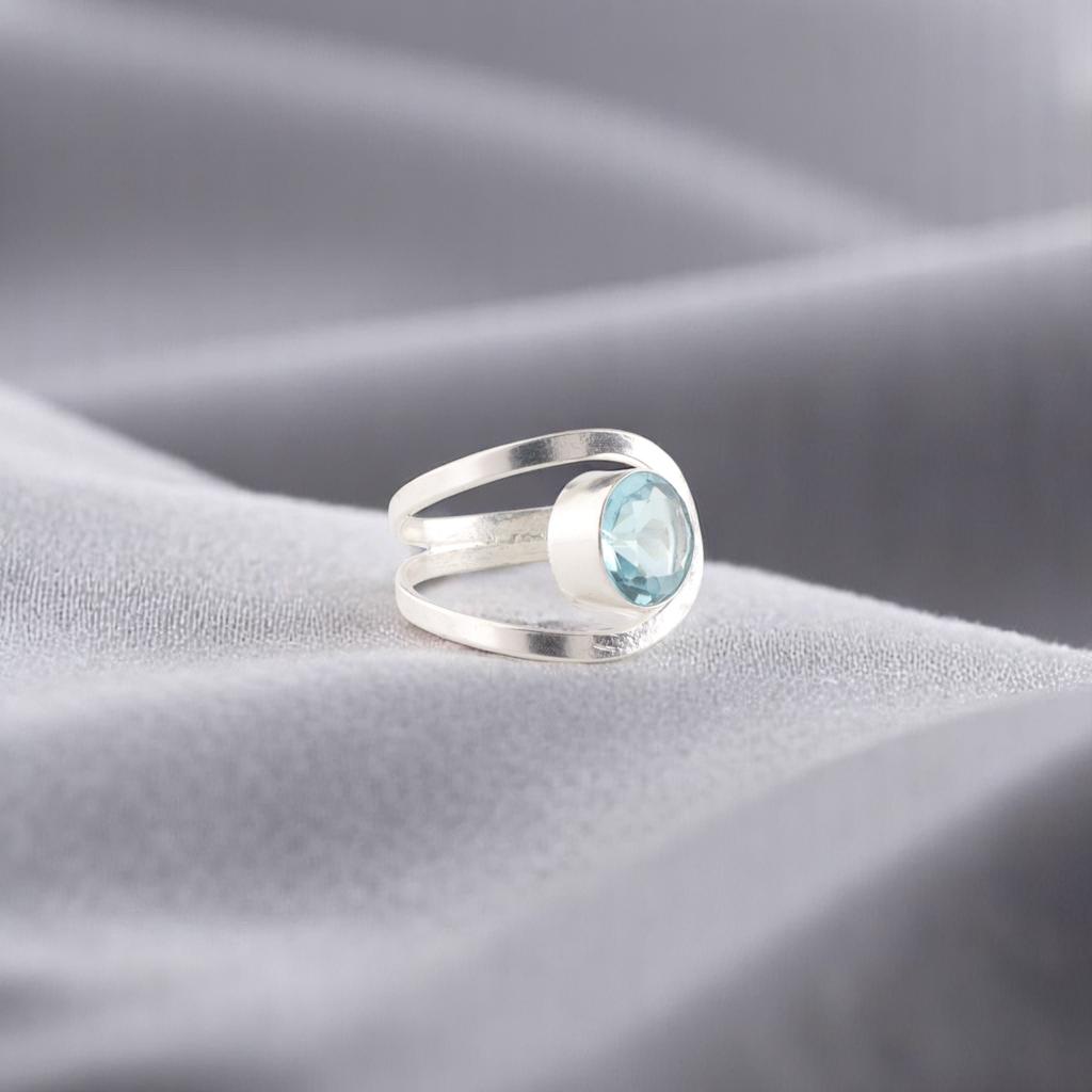 Sky Blue Topaz Gemstone 925 Sterling Silver Jewelry Handmade Women Ring For Gift RR-68-10