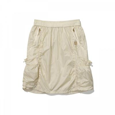 Women Shirring Cargo Midi Skirt  Cream 