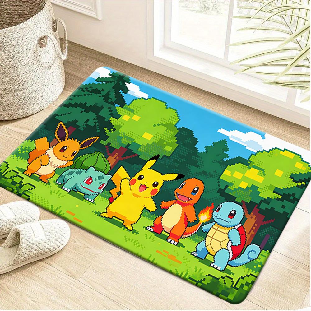 Pokemon Lucario Blue Energy Style Print Non-slip Doormat, Soft Absorbent Floor Rug for Home Decor