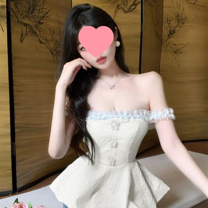 Korean Chic One-Shoulder Camisole: Summer Puffy Elegant Slim-Fit Top for Women