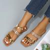 Bathroom Slippers For Women Washable Women'S Summer Rhinestones Non Slip Solid Color Slip On Flat Beach Open Sandals For Woman