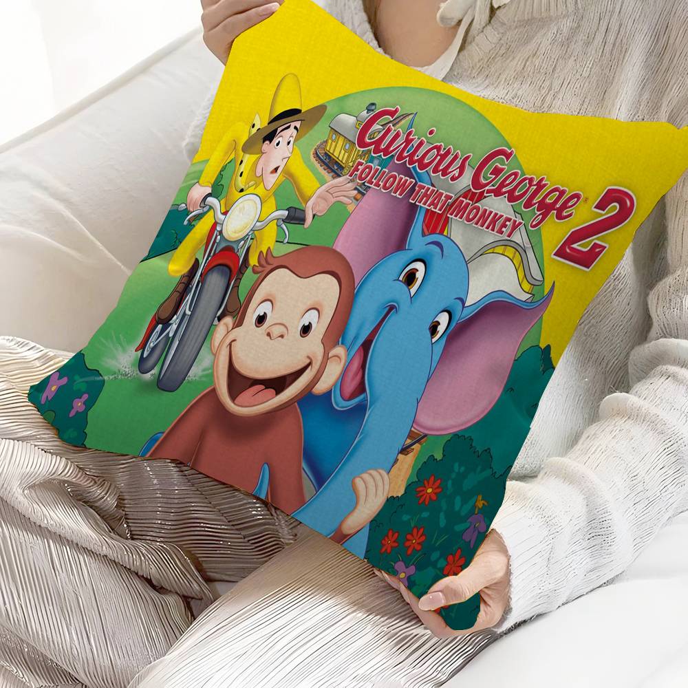 Curious G-George Cartoon Lucky Dragon Pillow Cover Sofa Cushion Cover Home Room Decoration Children Gift